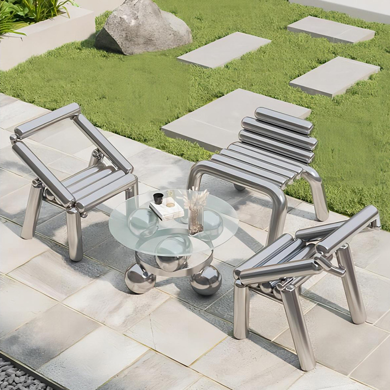 Outdoor Furniture Luxury - Sedia in acciaio inossidabile, leggera, lussuosa,